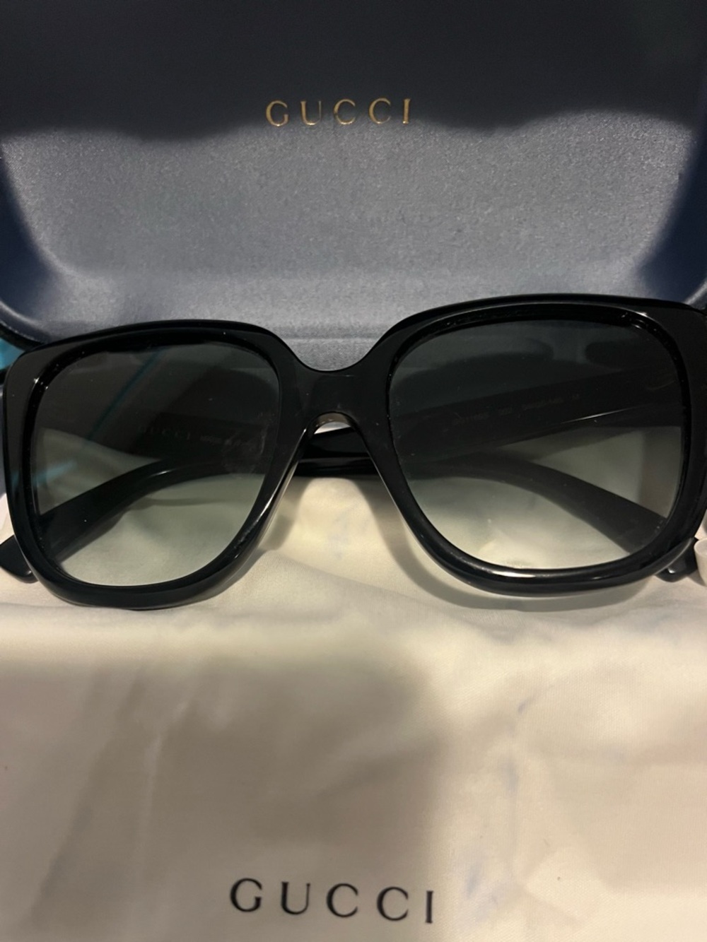 Gucci Black Oversized Square Sunglasses with Dark Lenses